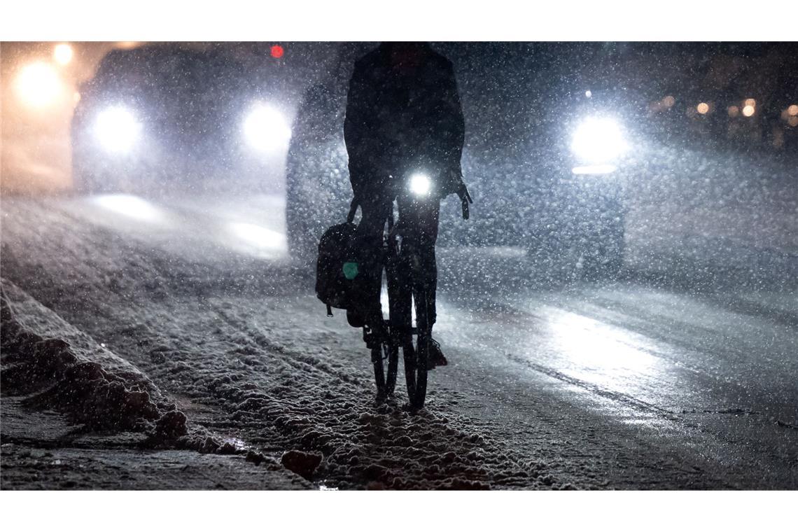 Radfahren im Schneegestöber