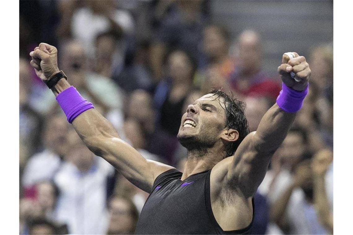 Rafael Nadal feiert seinen Sieg gegen Marin Cilic. Foto: Javier Rojas/Pi/Prensa Internacional via ZUMA