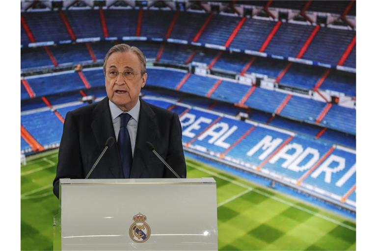 Real-Präsident Florentino Pérez glaubt noch an die Super League. Foto: Manu Fernandez/AP/dpa