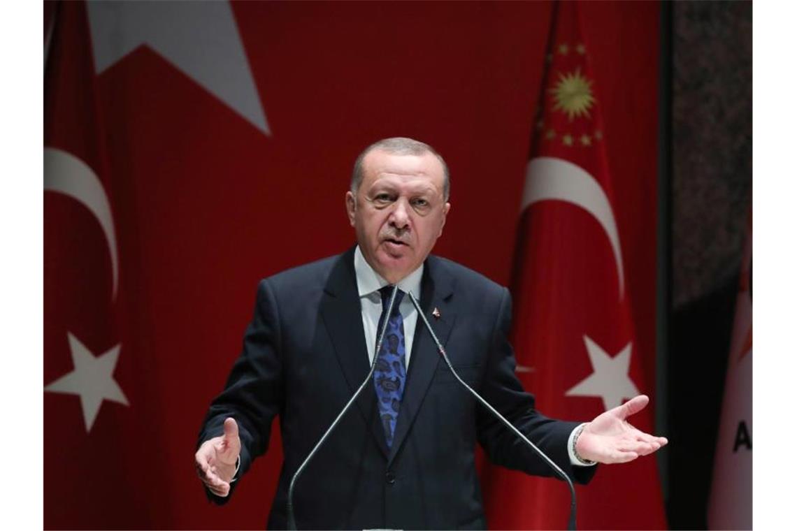 Recep Tayyip Erdogan soll an Gesprächen zur Lage im Bürgerkriegsland Libyen nach Deutschland kommen. Foto: Uncredited/Pool Turkish Presidency/AP/dpa