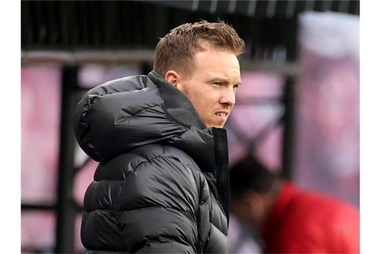 Redet vor dem Spiel gegen Manchester United seine Mannschaft stark: RB Leipzigs Trainer Julian Nagelsmann. Foto: Jan Woitas/dpa-Zentralbild/dpa