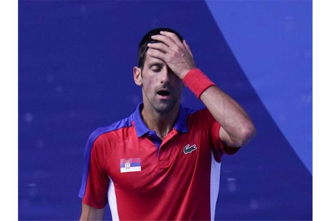 Reist ohne Medaille aus Tokio ab: Novak Djokovic. Foto: Seth Wenig/AP/dpa