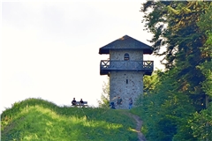Rekonstruierte Türme wie hier in Grab und Reste alter Grenzanlagen begleiten die Wanderer auf dem Limeswanderweg. Archivfoto: Tobias Sellmaier