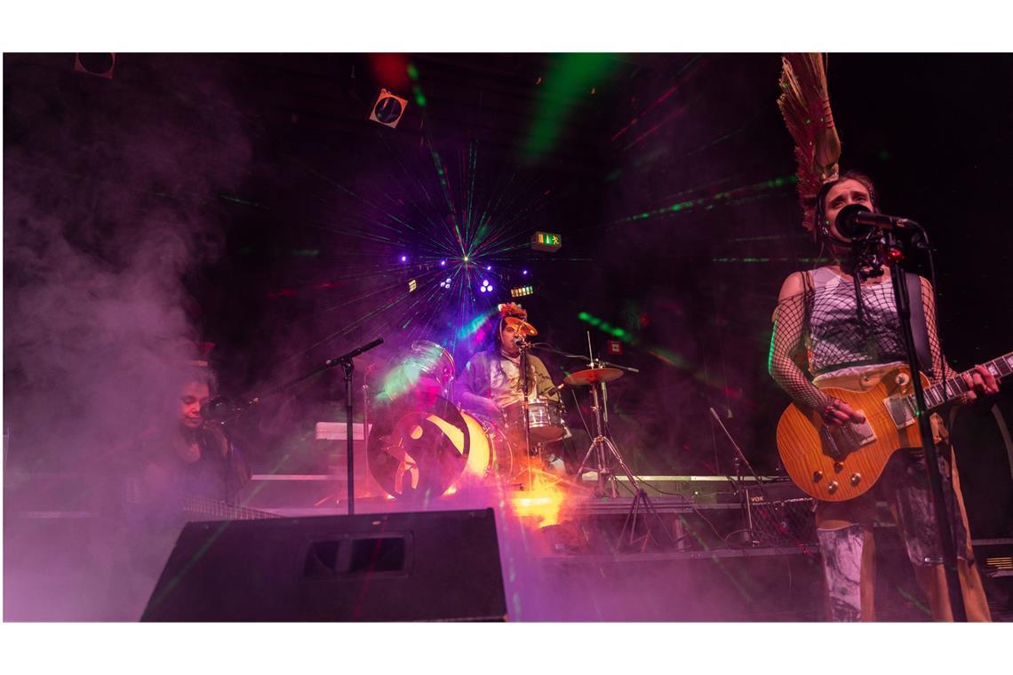 Pickt kaputt, was euch kaputt macht! Revolutionäre Meisen: Das Performancekollektiv Apokalyptische Tänzerin*nen verkleidet sich im Theater Rampe kurz mal als Punkband.