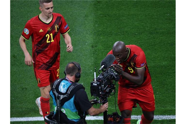 Richtete emotionale Worte an seinen Inter-Teamkollegen Christian Eriksen: Belgiens Romelu Lukaku. Foto: Maksim Konstantinov/SOPA Images via ZUMA Wire/dpa