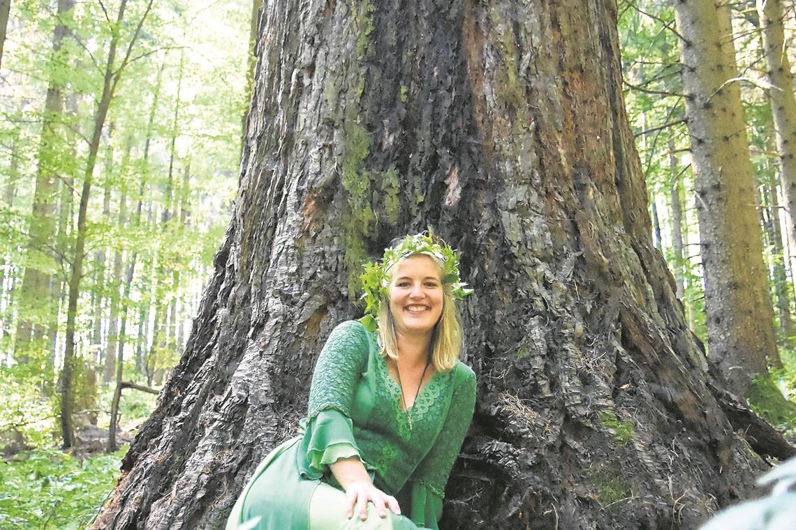 Riesenfreude: Die Waldfee am Mammutbaum