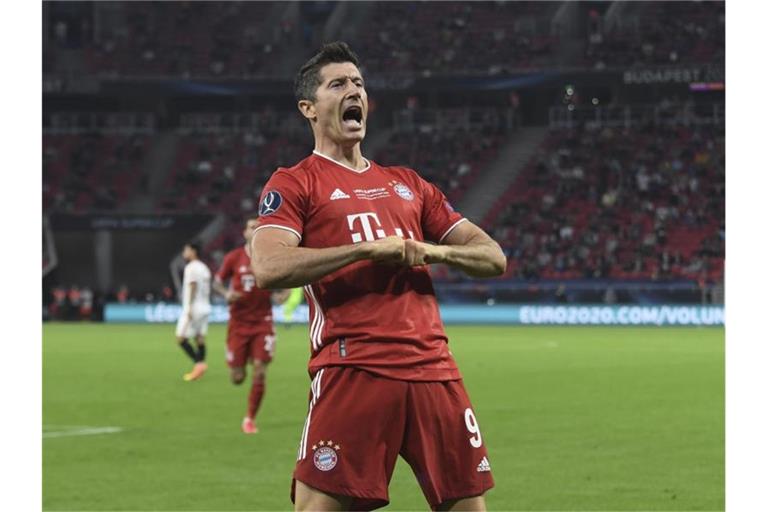 Robert Lewandowski erzielte bisher 40 Tore in dieser Bundesligasaison für den FC Bayern. Foto: Attila Kisbenedek/Pool AFP/AP/dpa