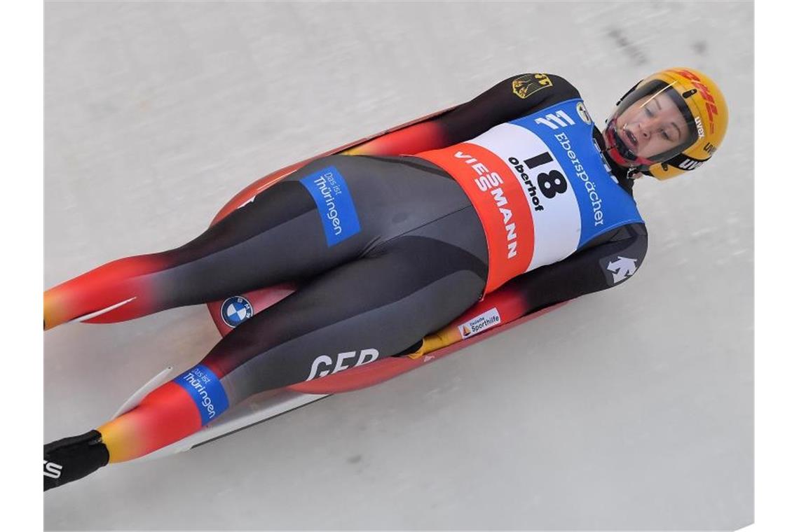 Rodlerin Datjana Eitberger gewann in Oberhof. Foto: Martin Schutt/dpa-Zentralbild/dpa