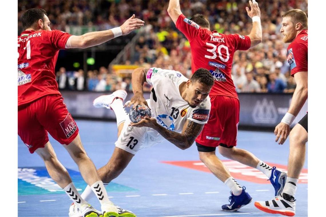 Dissinger gewinnt mit Skopje Handball-Champions-League Rogerio Ferreira Moraes (2. v.l.) war Vardars erfolgreichster Werfer. Foto: Marius Becker