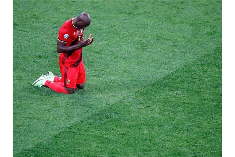 Romelu Lukaku (Belgien) feiert das 3:0 gegen Russland. Foto: Anton Vaganov/Reuters Pool/AP/dpa