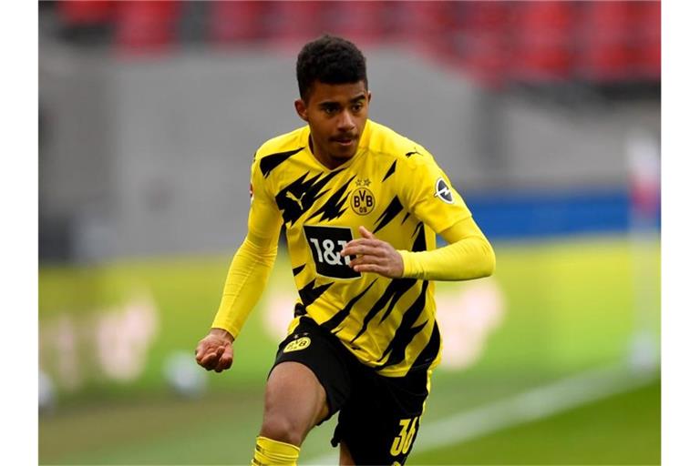 Rückte in die BVB-Startelf gegen Manchester City: Ansgar Knauff in Aktion. Foto: Marius Becker/dpa-Pool/dpa