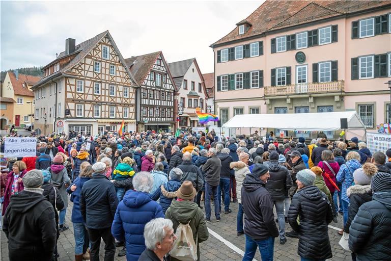 Rund 1000 Menschen waren auf den Marktplatz zur Kundgebung „Demokratie kennt keine Alternative“ gekommen. Foto: Stefan Bossow