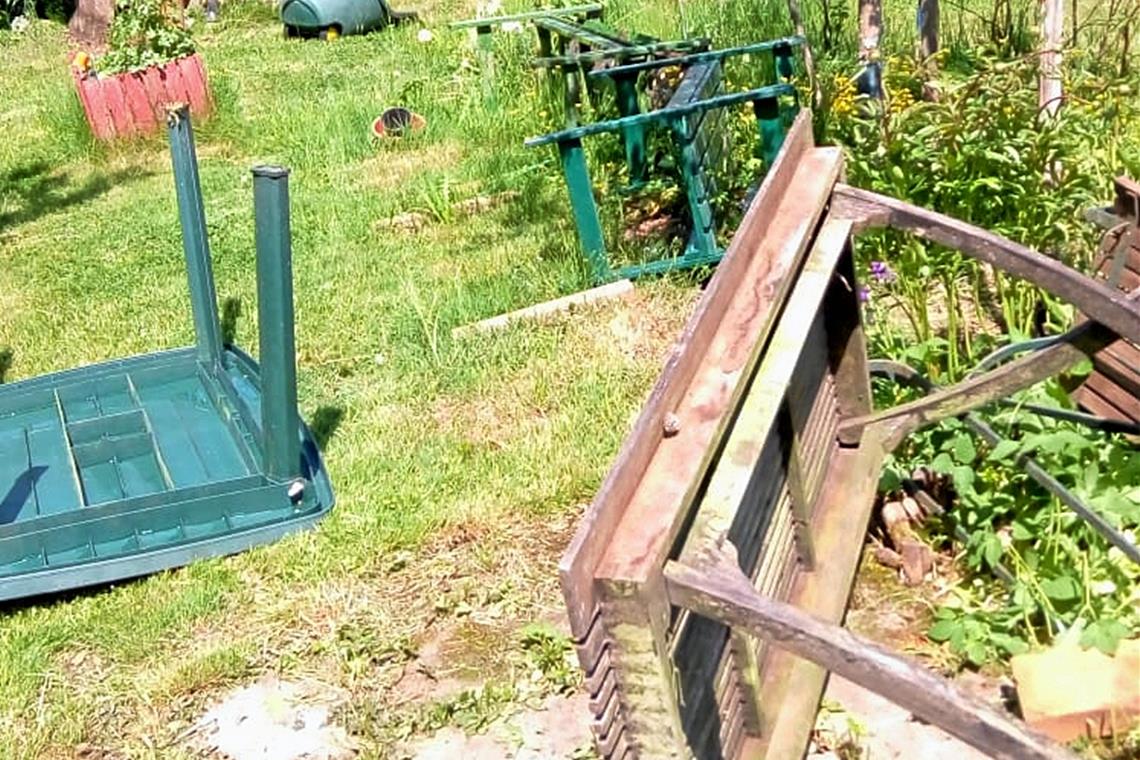 Randale in Sulzbacher Kleingartenanlage Sachschäden im Kleingarten. Foto: B. Freitas