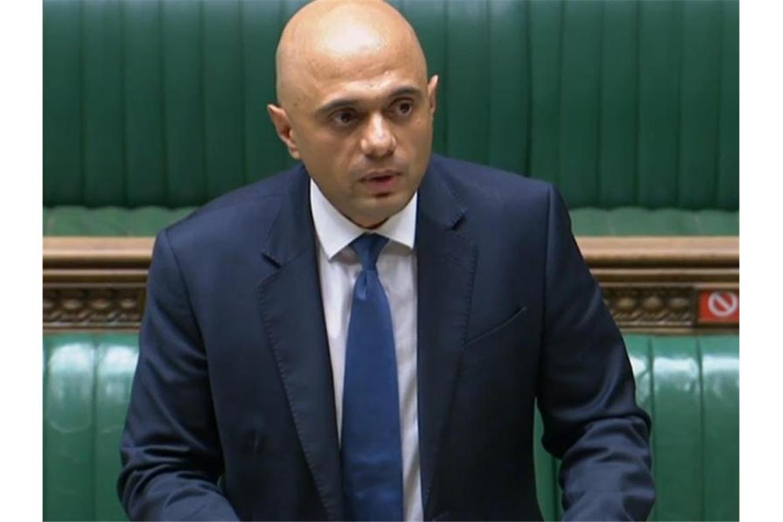 Sajid Javid, Gesundheitsminister von Großbritannien, spricht zu den Abgeordneten im Unterhaus über die Pläne der Regierung bezüglich der Corona-Pandemie. Foto: ---/House of Commons/PA Wire/dpa