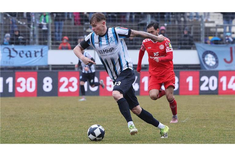 Samuel Unsöld hofft am Samstag gegen den TSV Steinbach Haiger auf seinen ersten Regionalliga-Treffer im Kickers-Dress.