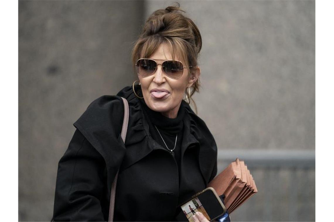 Eröffnungsplädoyers von Palin gegen „New York Times“ Sarah Palin reichte eine Verleumdungsklage gegen die New York Times ein. Foto: John Minchillo/AP/dpa
