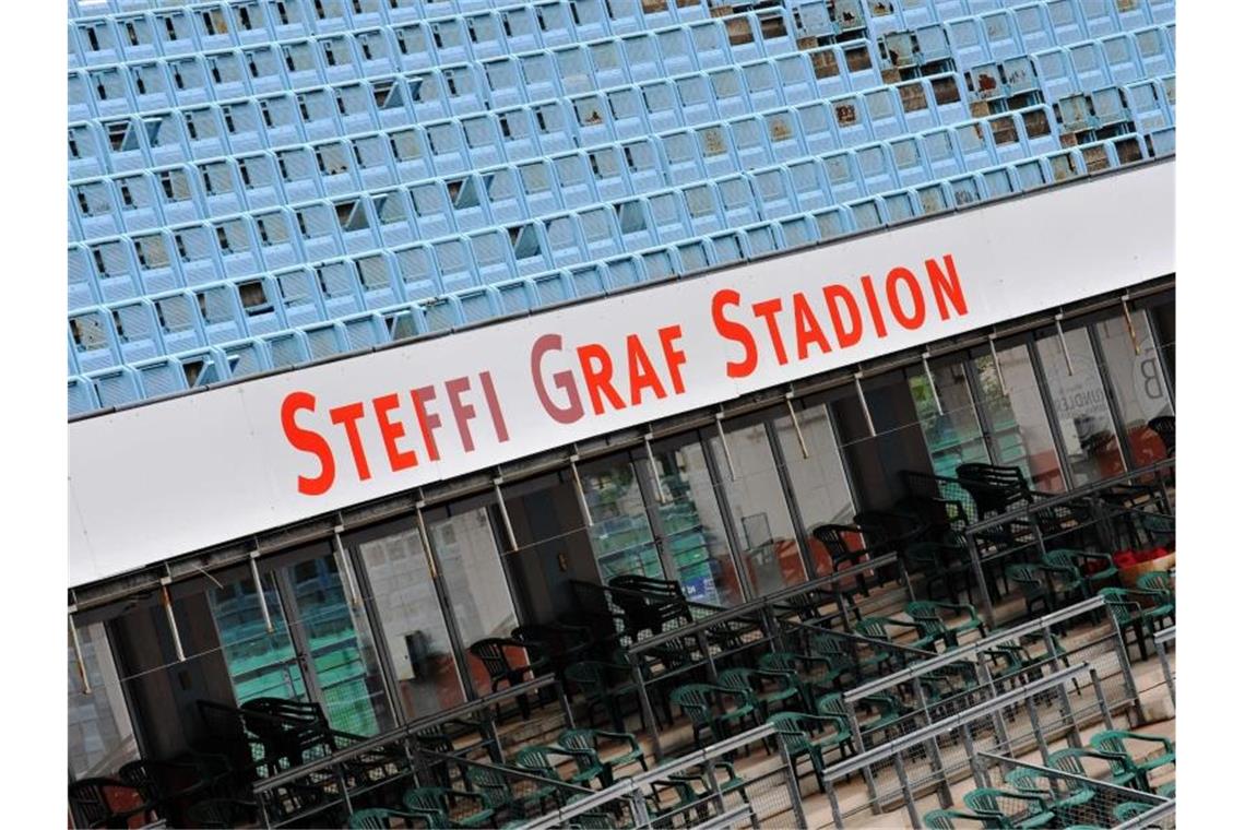 Schauplatz des Einladungsturniers in Berlin: Das Steffi-Graf-Stadion. Foto: Paul Zinken/dpa