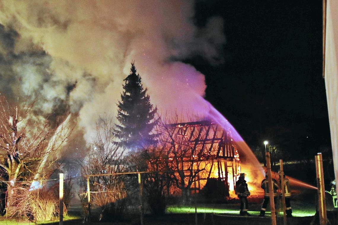 Scheunenbrand in Cottenweiler. Foto: 7aktuell/Kevin Lermer