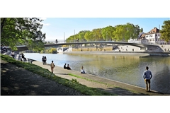 Schmal und elegant, mit Sitzstufen an beiden Neckarufern – so soll die neue Wilhelmsbrücke im Jahr 2029 einmal aussehen.
