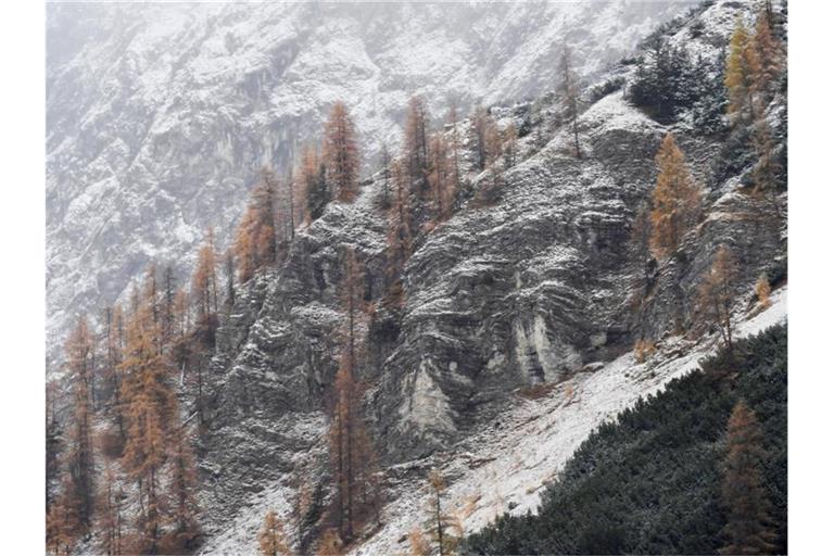 Schnee auf der Nordseite der Zugspitze. Foto: Angelika Warmuth/dpa