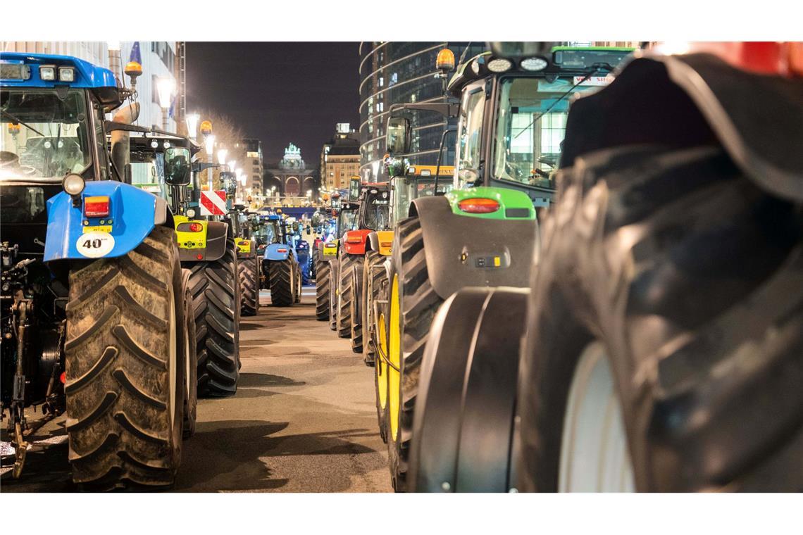 Schon am frühen Morgen hatten sich Landwirte in Brüssel versammelt.