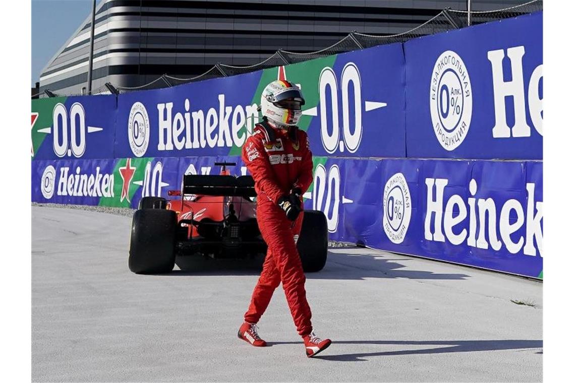 Sebastian Vettel musste seinen Ferrari abstellen. Foto: Angela Baldo/ZUMA Wire