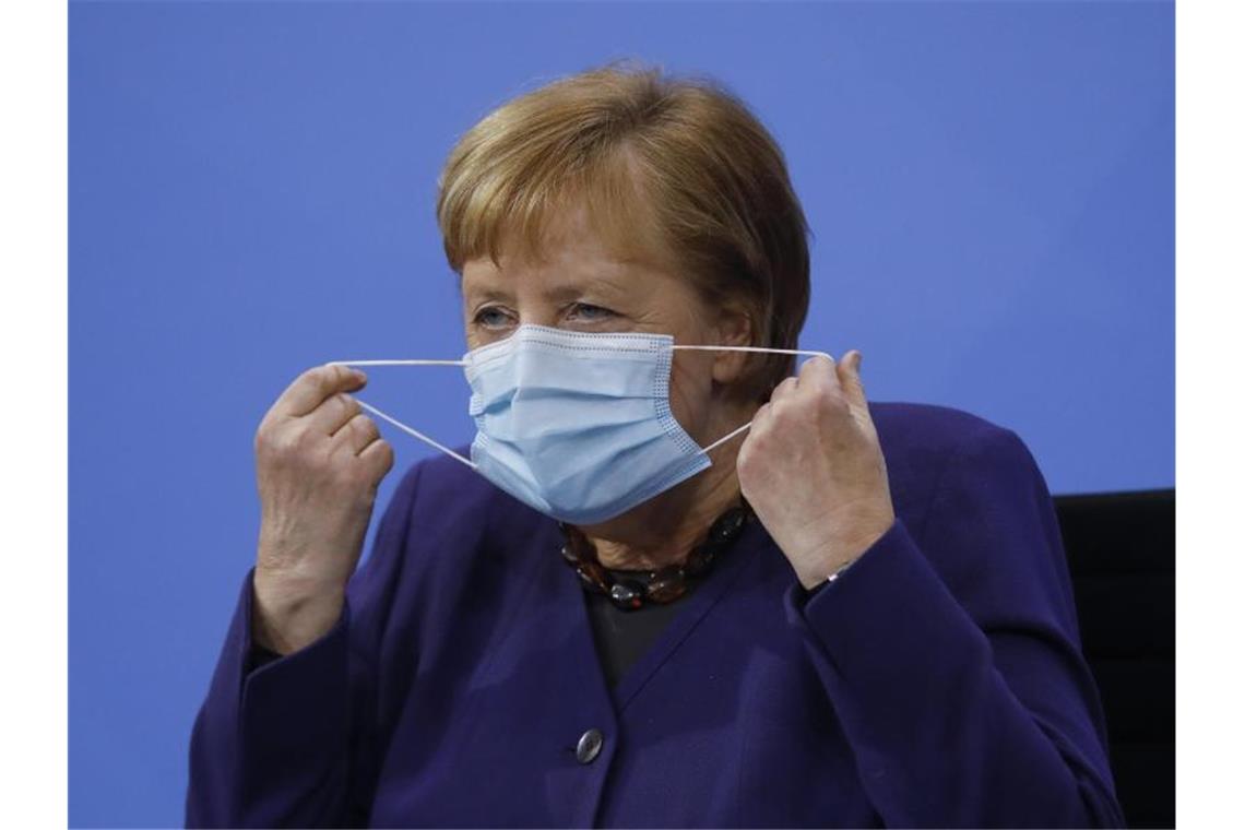 Merkel hofft auf Sieg über das Coronavirus „Sehen Licht am Ende des Tunnels“: Bundeskanzlerin Angela Merkel. Foto: Markus Schreiber/AP POOL/dpa