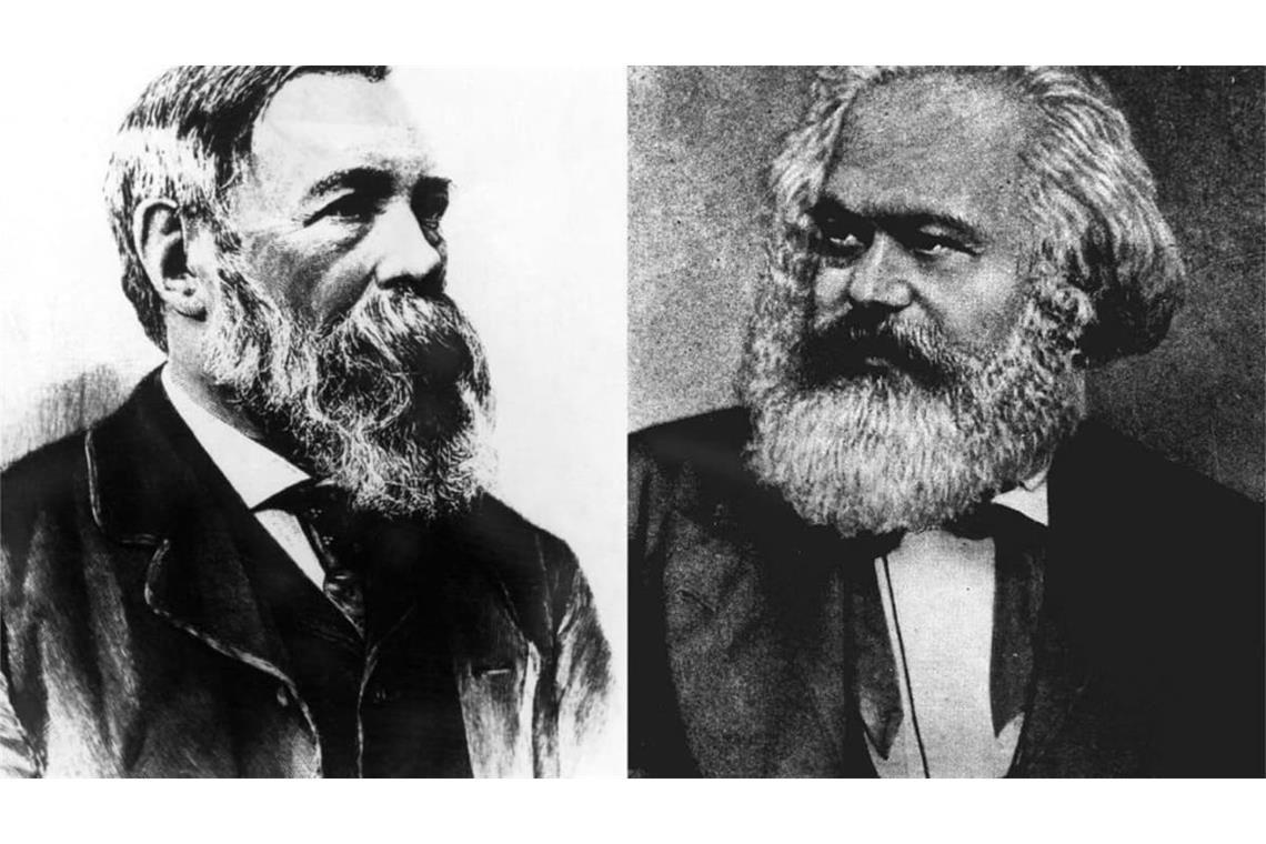 Seinen großen Durchbruch hat der 1883 gestorbene Karl Marx (re.) nicht mehr erlebt. Band 2 und 3 des „Kapitals“ werden erst nach seinem Tod von Friedrich Engels (li.) herausgegeben.