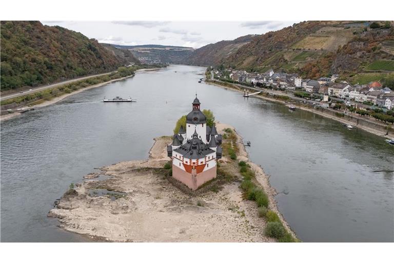 Seit Mitte August wurden am Pegel Kaub steigende Wasserstände verzeichnet, seit einigen Tagen geht es wieder runter.