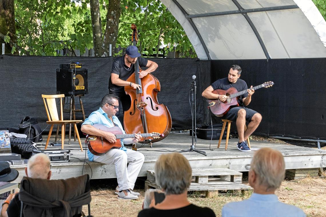 Das Gismo-Graf-Trio ist zu Besuch im Kabirinett in Spiegelberg Seit zwölf Jahren stehen die drei Musiker als Gismo-Graf-Trio zusammen auf der Bühne. Foto: Dietmar van der Linden