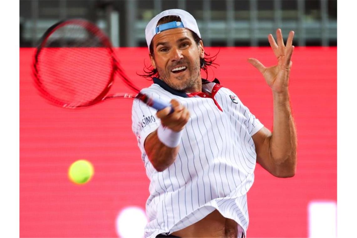 Setzte sich auf dem ehemaligen Flughafen Tempelhof im deutschen Duell durch: Tommy Haas. Foto: Andreas Gora/dpa