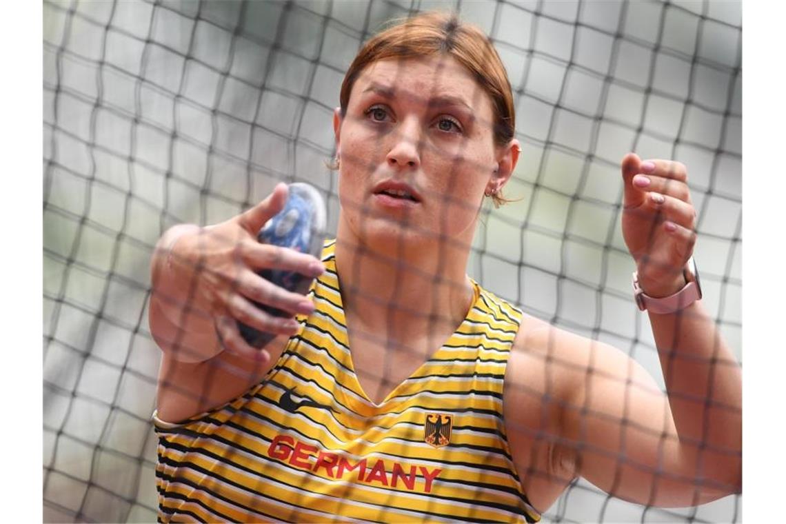 Das war die Olympia-Nacht Sicher im Finale: Diskuswerferin Kristin Pudenz. Foto: Swen Pförtner/dpa