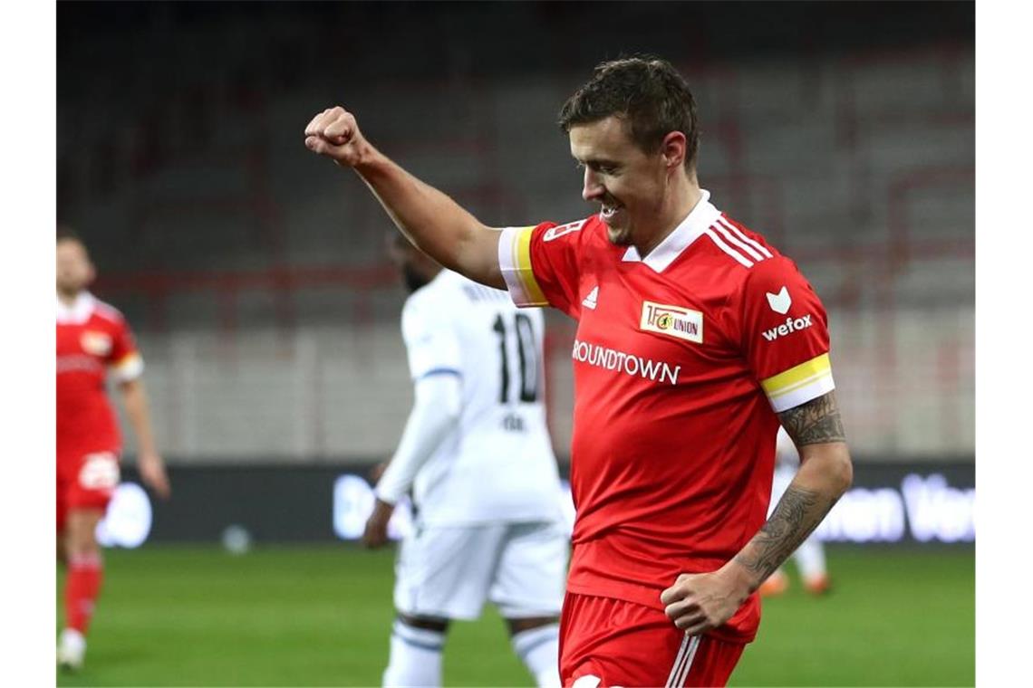 Bundesliga: Das war der Samstag, das bringt der Sonntag Sicherer Elfmeterschütze: Unions Max Kruse feiert, nachdem er das Tor zum 4:0 per Elfmeter erzielt hat. Foto: Maja Hitij/Getty Images Europe/Pool/dpa
