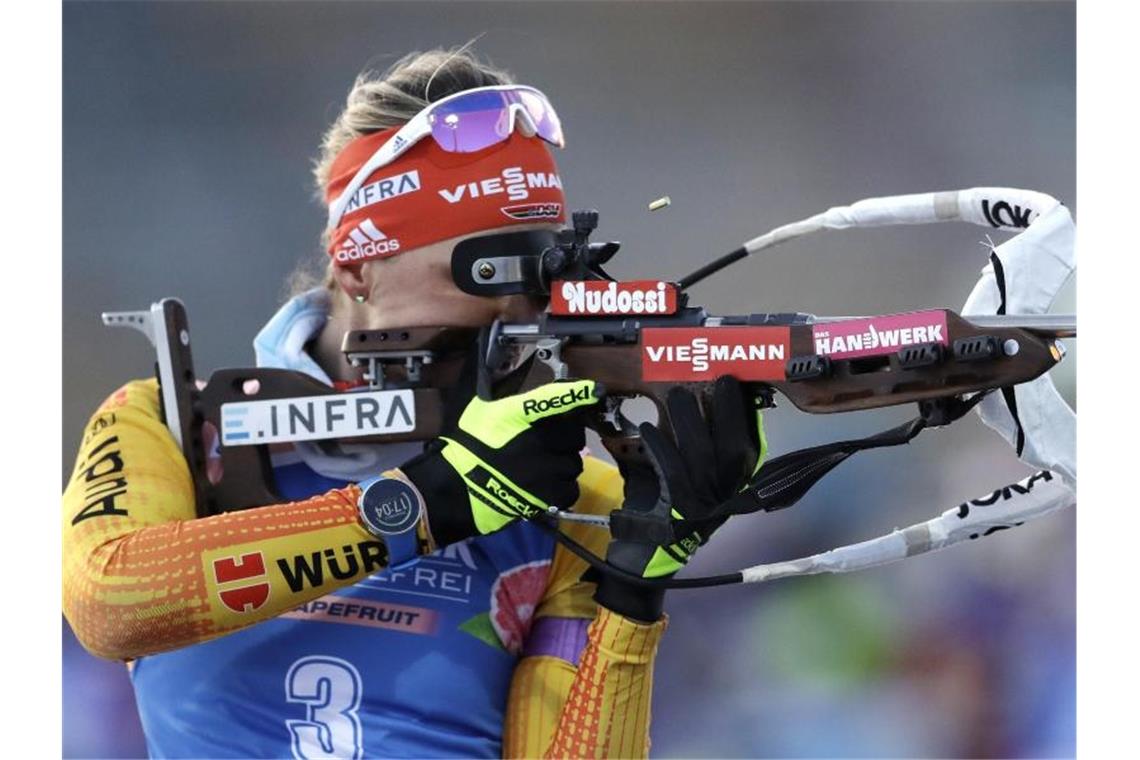 Sicherte Deutschlands Biathlon-Frauen Platz drei in der Staffel in Nove Mesto: Denise Herrmann. Foto: Petr David Josek/AP/dpa
