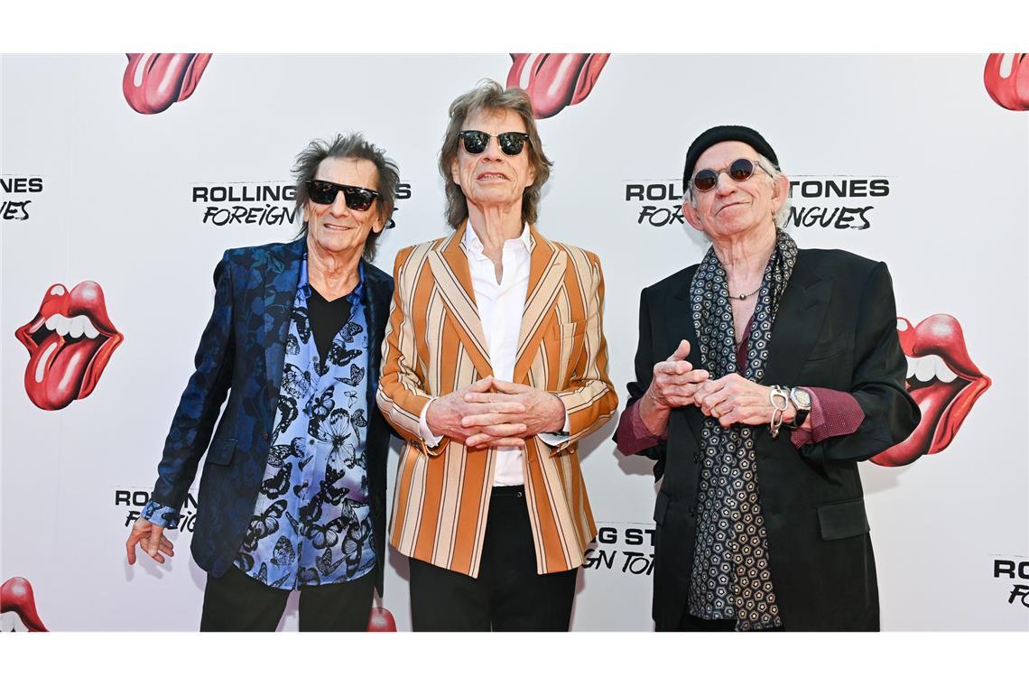 Sie haben es wieder getan: Ronnie Wood (l-r), Mick Jagger und Keith Richards kommen zur Vorstellung des Rolling Stones-Albums in New York.