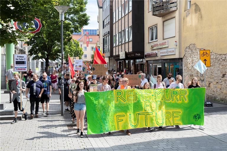 Sie hätten die Klimaneutralität lieber heute als morgen: Junge Aktivisten der Initiative „Rems-Murr for Future“ bei einer Klimaschutzdemonstration in Backnang. Foto: J. Fiedler