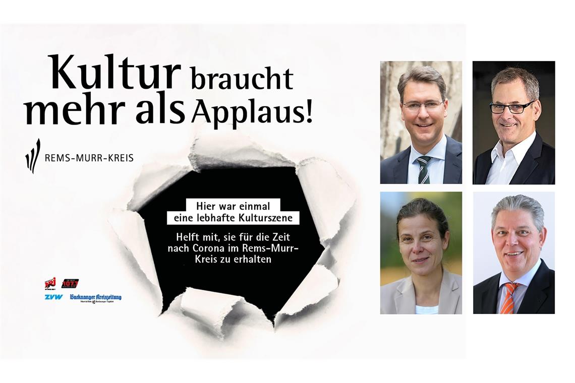 Solidarität mit der Kreativwirtschaft Sie machen sich für den Erhalt der Kulturszene stark: Landrat Richard Sigel, Wirtschaftsförderer Timo John (oben von links) sowie Brigitte Janus (BKZ) und Ullrich Villinger (ZVW). Collage: ZVW/RMK