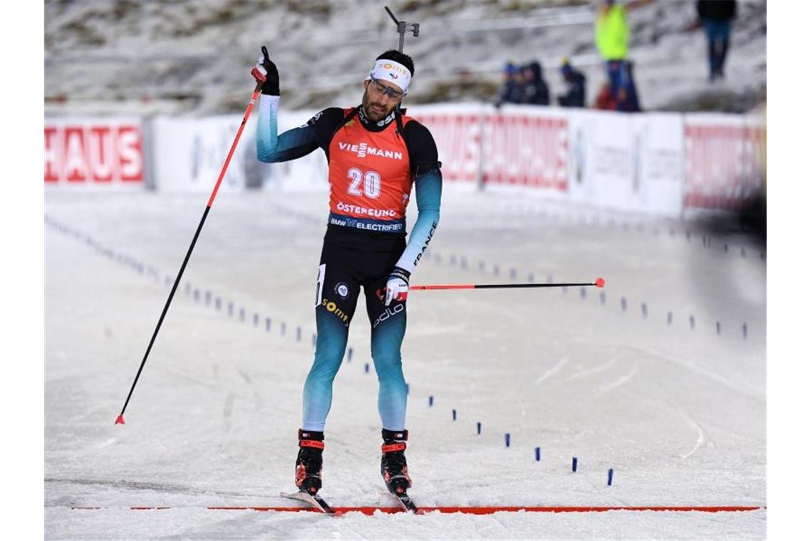 Sieger über 20 Kilometer: Der Franzose Martin Fourcade. Foto: Antti Aimo-Koivisto/Lehtikuva/dpa