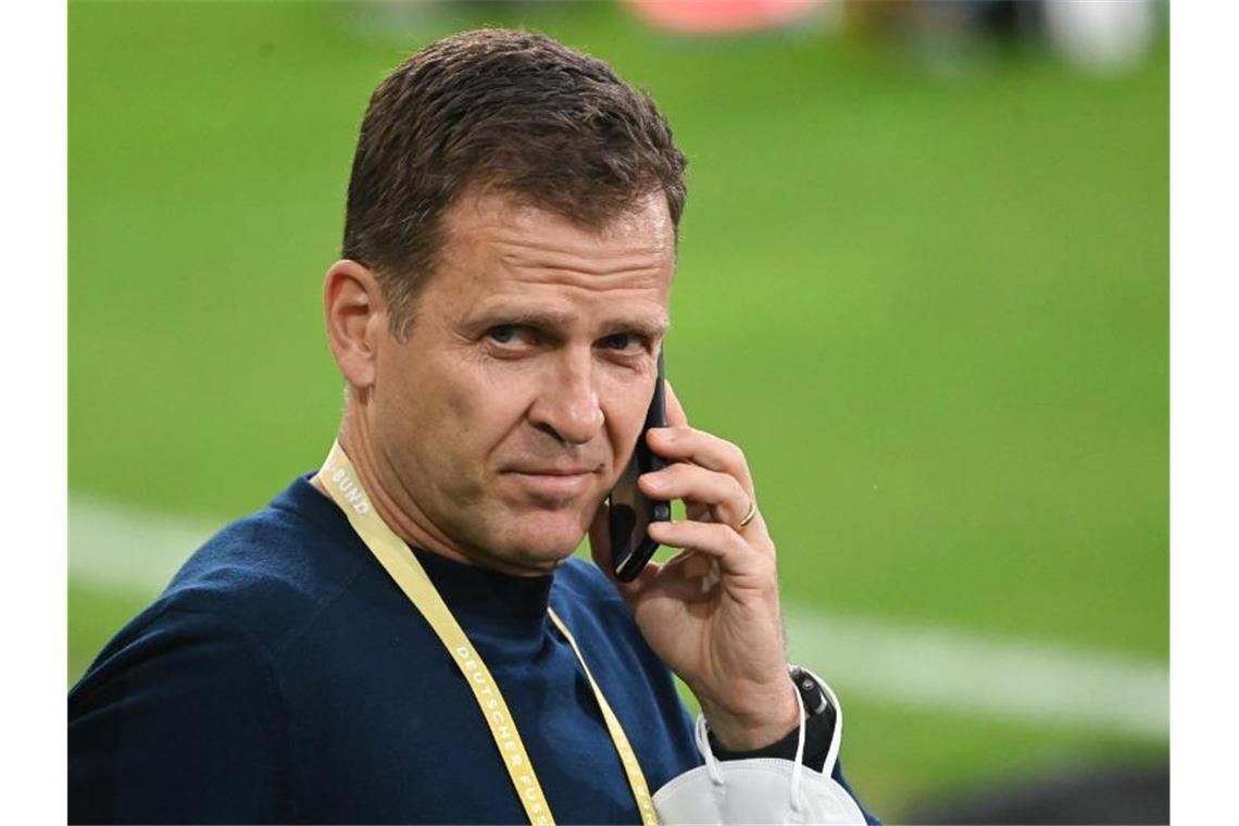 Sieht die DFB-Elf auf einem guten Weg : Nationalmannschaftsdirektor Oliver Bierhoff. Foto: Federico Gambarini/dpa