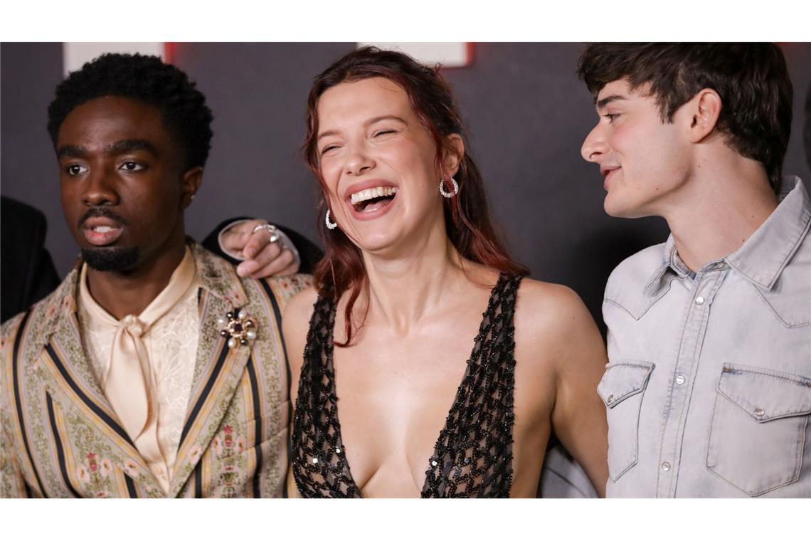 Sind auch einfach im Laufe der Serie erwachsen geworden: Caleb McLaughlin (24), Millie Bobby Brown (21) und Noah Schnapp (21). (Archivbild)