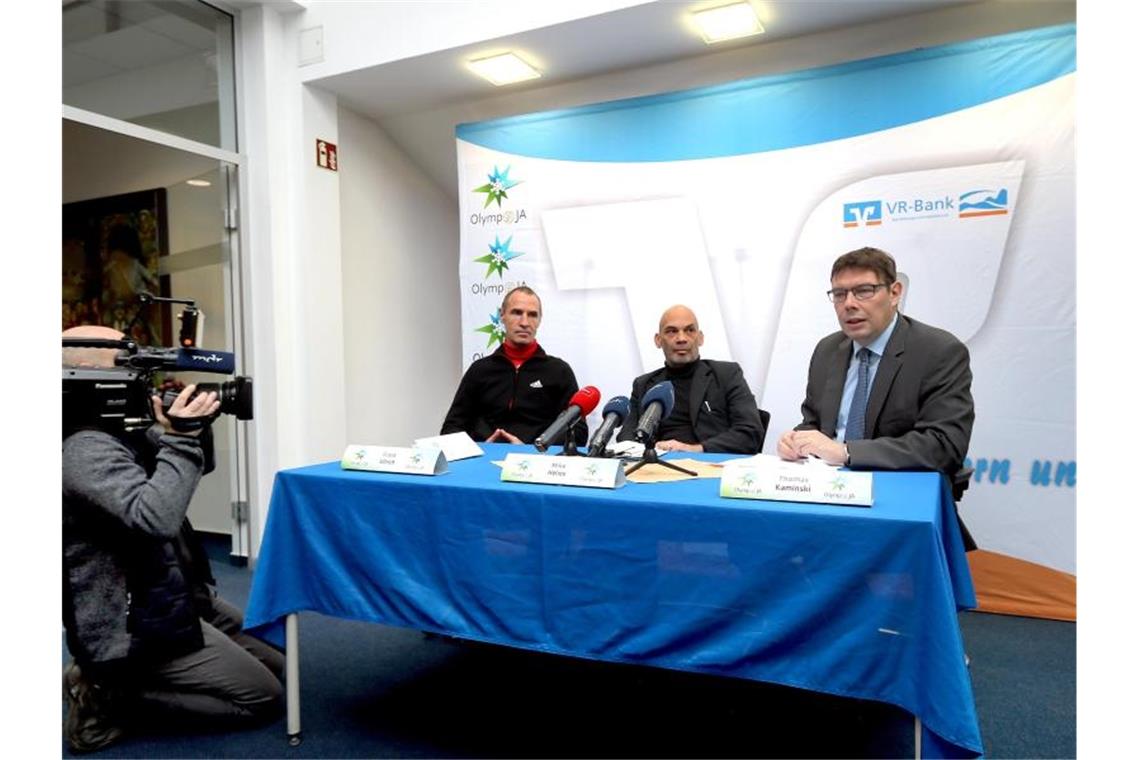 Sind mit einer Initiative für Winterspiele in Deutschland vorgeprescht: Frank Ullrich (l-r), Mike Helios und Thomas Kaminski. Foto: Wolfgang Benkert/Mike Helios/dpa