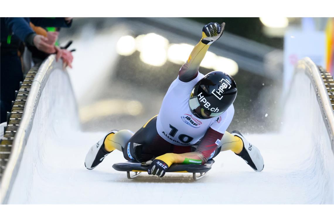 Skeleton-Weltcup in Altenberg: Jacqueline Pfeifer jubelt über Sieg