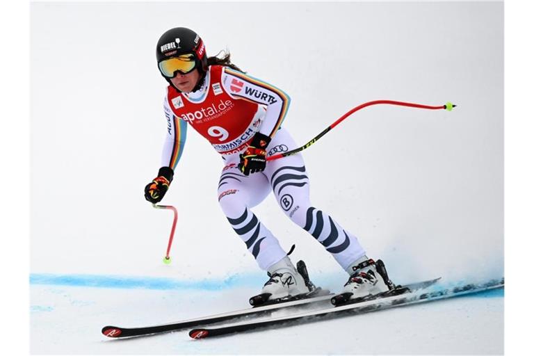Ski-Ass Kira Weidle kam in Garmisch-Partenkirchen mit 0,82 Sekunden Rückstand auf die Siegerin Corinne Suter auf Rang vier. Foto: Angelika Warmuth/dpa