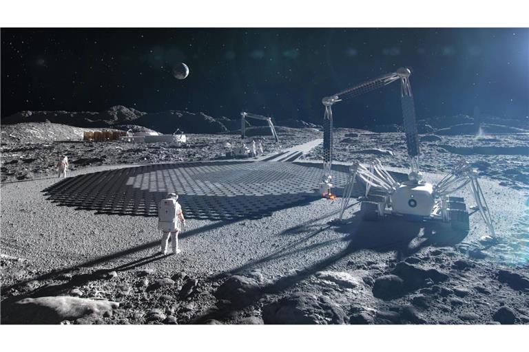 So könnte der Bau einer künftigen Mondbasis aussehen.