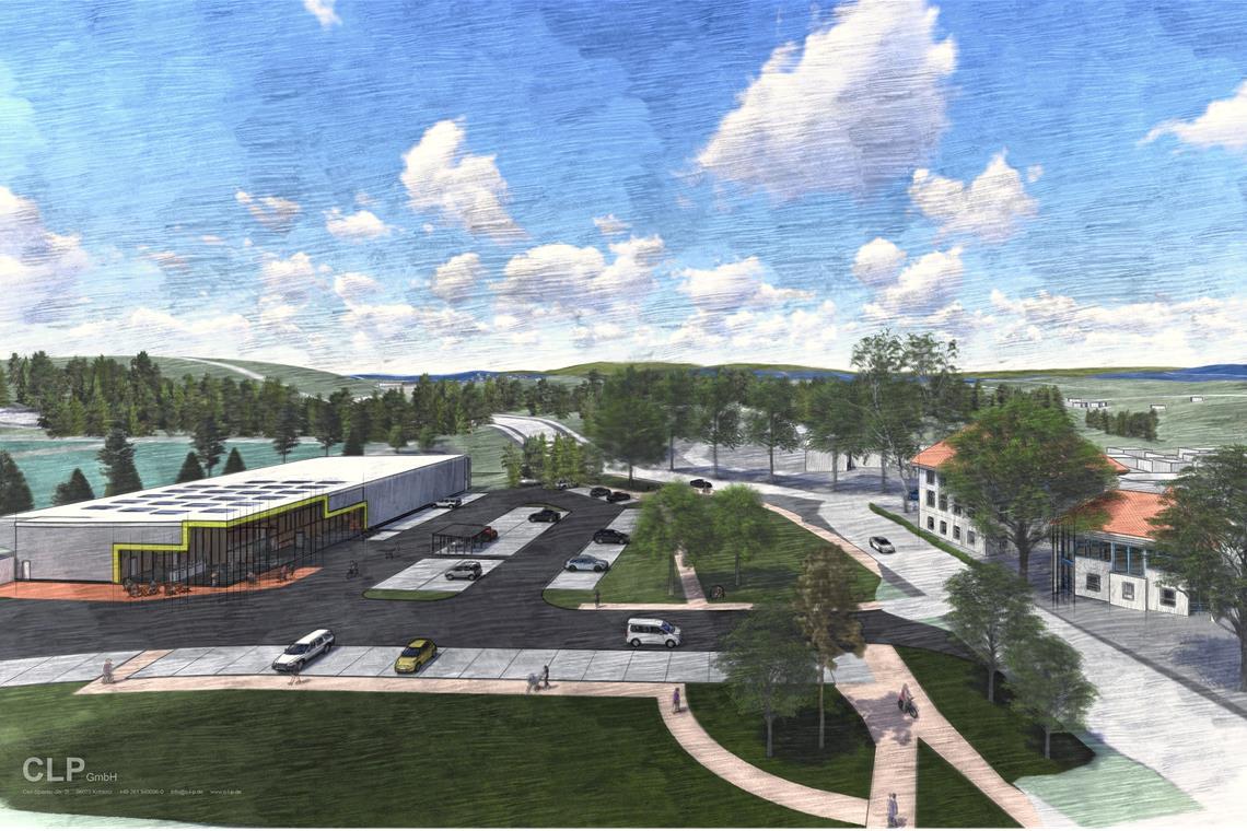 Netto kommt nach Althütte So könnte der geplante neue Lebensmittelmarkt auf dem Festplatz neben dem Sportgelände aussehen. © CLP GmbH