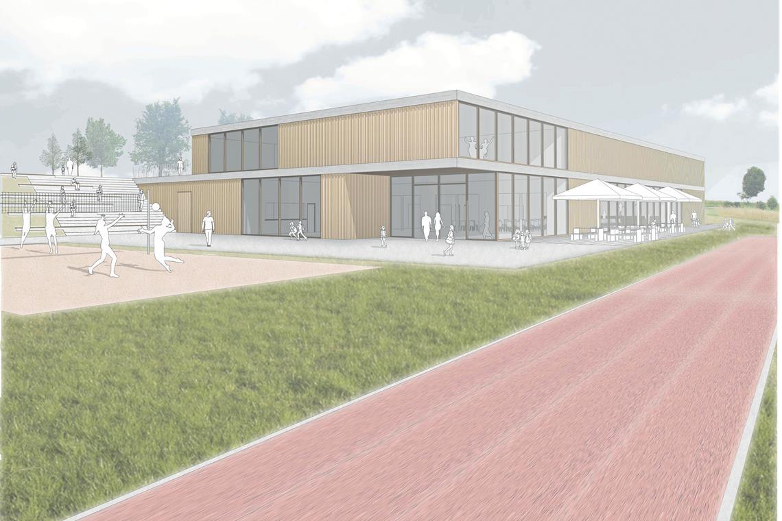 13,5 Millionen für Kirchbergs neue Gemeindehalle So könnte die neue Gemeindehalle mal aussehen. Auf der Westseite ist ein Eingang mit viel Aufenthaltsqualität geplant. Archiv: Drei Architekten