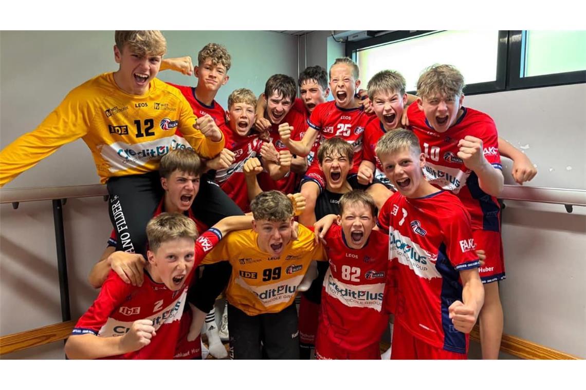 So schön jubeln die C-Jugend-Handballer der JANO Filder über ihren Sieg.