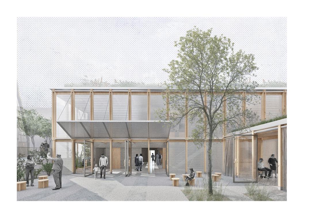 Außergewöhnliche Bauten aus Holz und Lehm für Stuttgart So soll das Gemeindehaus in Stuttgart-Feuerbach aussehen. Der erst jüngst prämierte Entwurf stammt von Joos Keller Architekten aus Stuttgart und Curious About aus Karlsruhe.