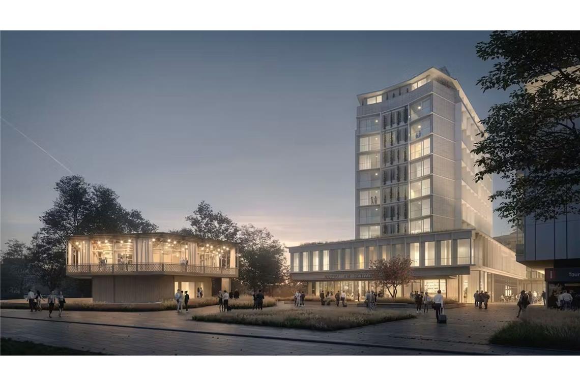 Langlebig und ressourcensparend – diese Stuttgarter Architektur schont die Umwelt So soll das zum Quartier gehörende Hotel am Schlossgarten, das nicht abgerissen wird, nach dem Umbau ausschauen. Den Wettbewerb dafür gewann das Stuttgarter Büro Steimle Architekten.