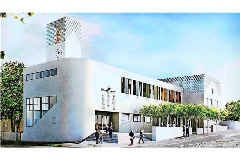 So soll die Brenzkirche in Stuttgart aussehen, wenn sie ihr traditionalistisches Dach verloren hat und die „runde Ecke“ wieder sichtbar ist.